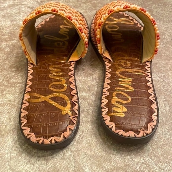 Brand New Sam Edelman Gunner Beaded Slide Sandals in Peach Pearl Wide Strap - Picture 13 of 15